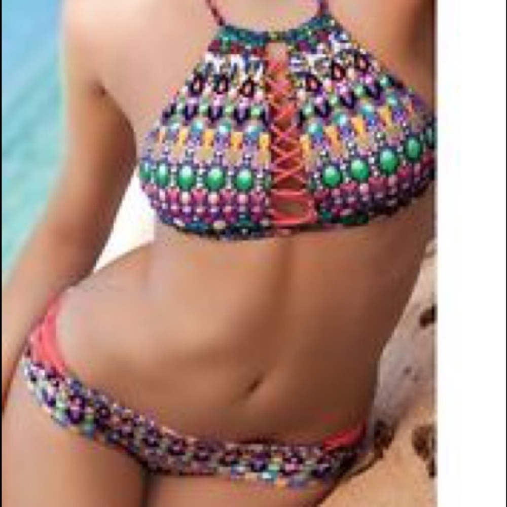 Worn once ! 3 pieces !! Luli Fama lulifama lil gem bikini